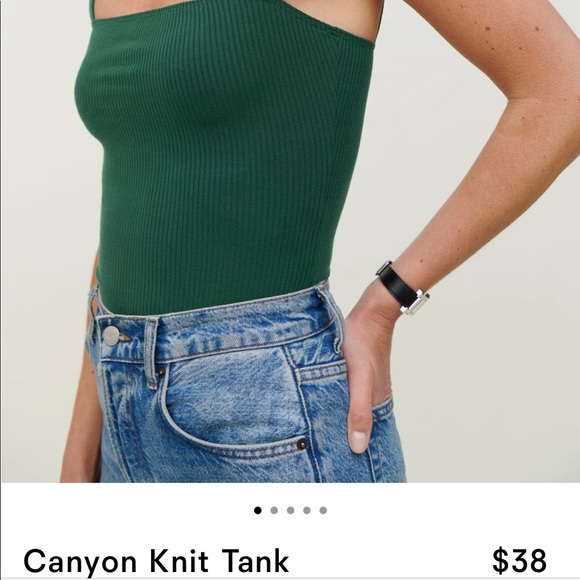 Reformation Green Ribbed Tank Top - Picture 2 of 8